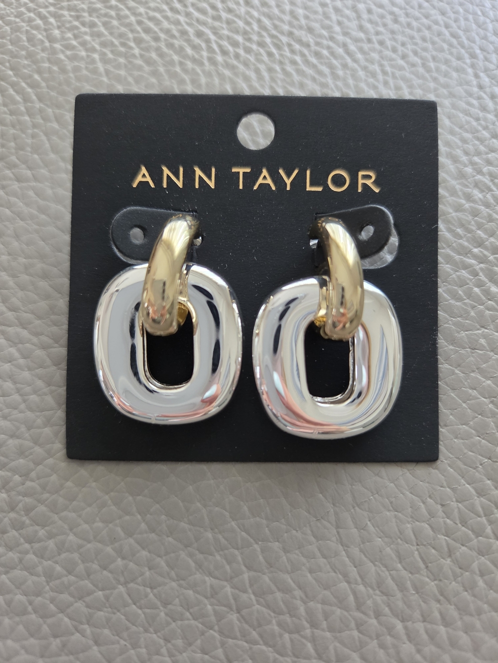 Ann Taylor Gold and Silver Tone Square Hoop Earrings